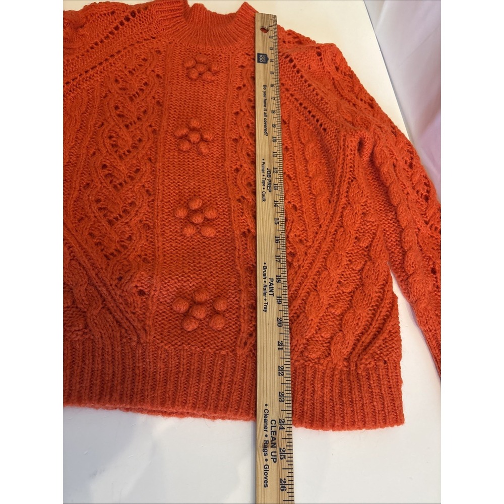 J.Crew Sweater‎ Women XS Cable Knit Pointelle Flowers Alpaca Wool Cottage Core - Picture 7 of 7